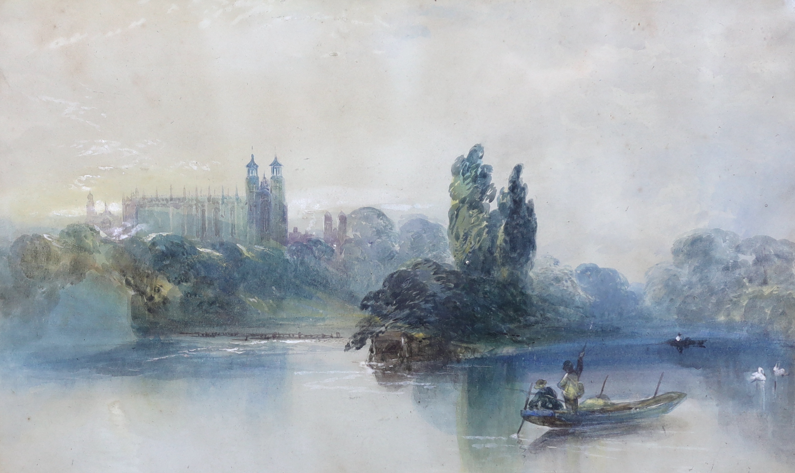 George Bryant Campion (1796-1870), 'Eton College chapel from the river', watercolour, 26 x 42cm